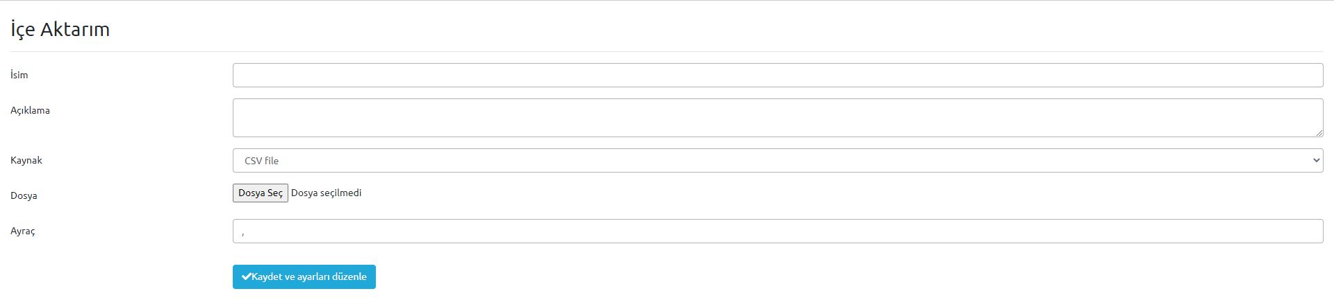 Excel'den kolay liste aktarımı